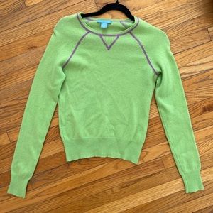 WHITE + WARREN GREEN PURPLE CASHMERE SWEATER KNIT